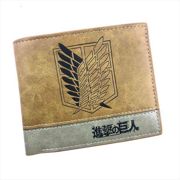 

anime attack on titan wallets casual leather purse cartoon embossing logo card holder for teenager dollar price carteira wallet, Red;black