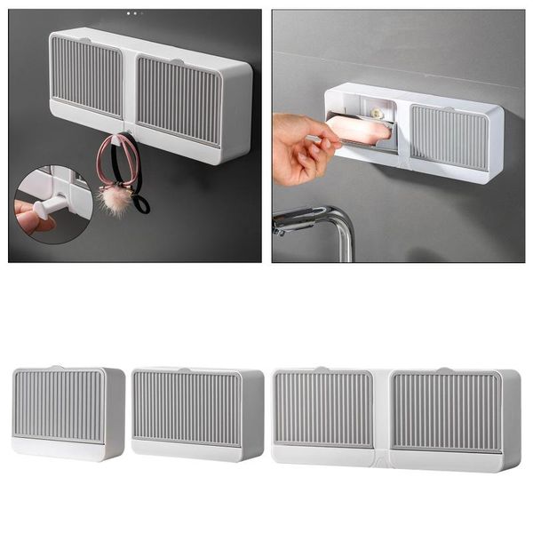 

soap dishes creative wall mounted box with lid single / double grids draining rack bathroom holder container