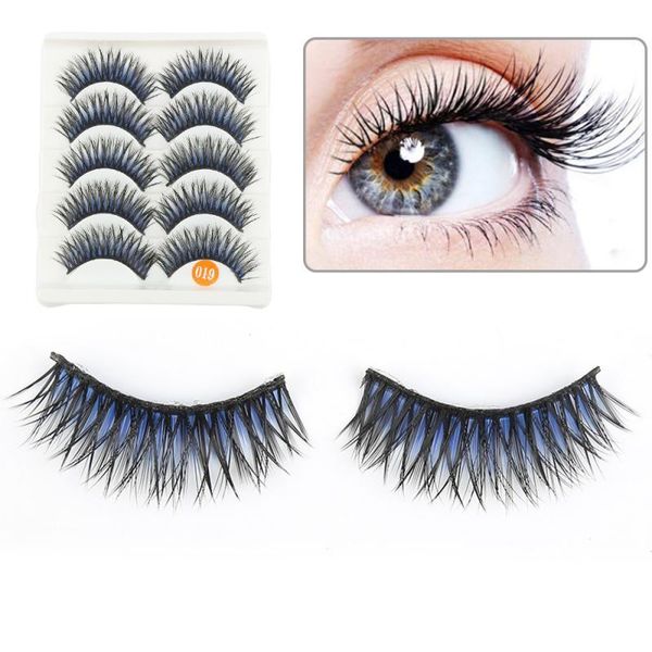 

pairs false eyelashes black+blue thick extension charming cross hand made tools party makeup