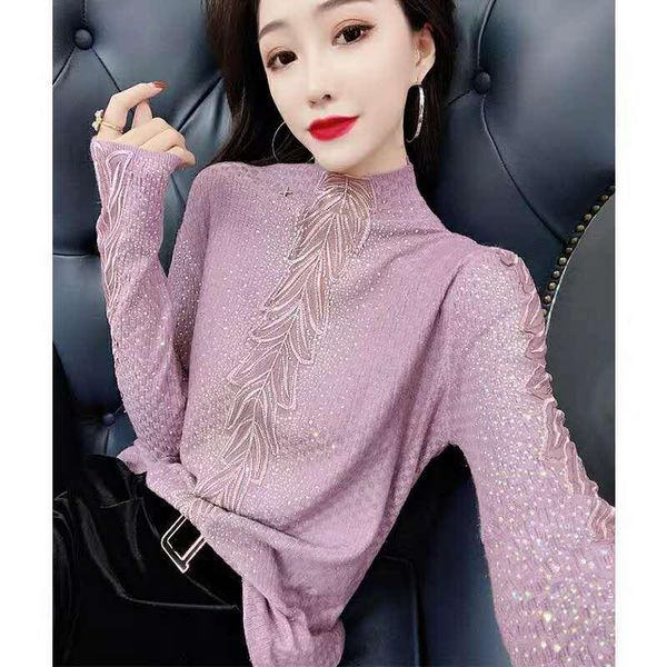 

hollow knitted bottoming shirt female winter air age super beautiful turtleneck sweater women's sweaters, White;black