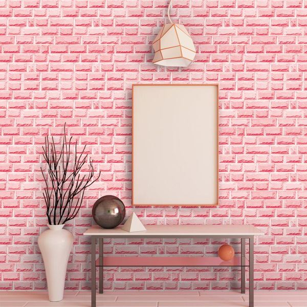 

wallpapers 3d pink brick wallpaper stickers sweet girls room bedroom roll self adhesive pvc wall paper background