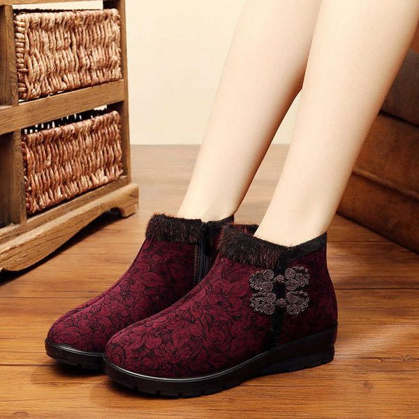 

xinqing winter women's cotton boots high zipper warm shoes anti slip old beijing mother, Black