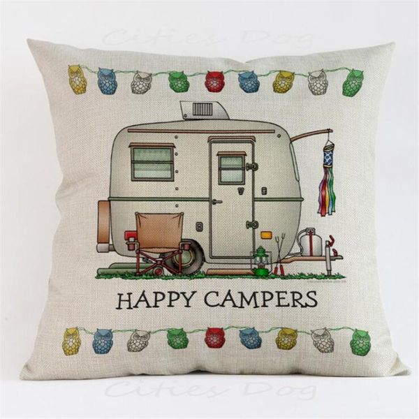 

cushion/decorative pillow decorative cushion vintage station wagon campers printed seat linen cotton home decor sofa throw pillows 45x45