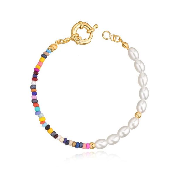 

link, chain boho simple pearl bracelet for women wedding colorful beads fashion wrist jewelry wholesale, Black