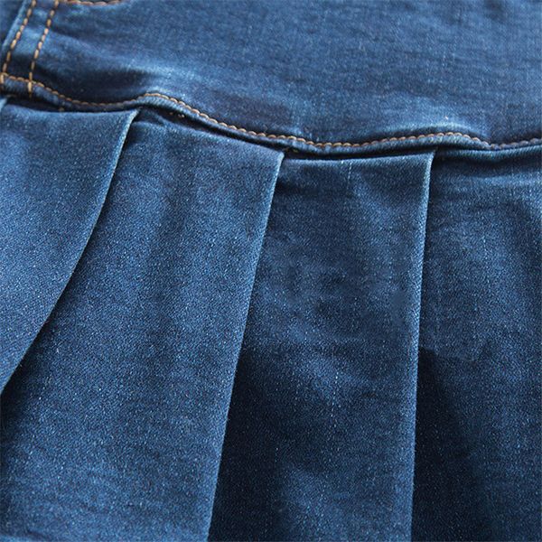 

2021denim skirt with ruffles 6xl 7xl plus size jeans skater woman high waist bottom female casual pleated micro mini short jurken, Black