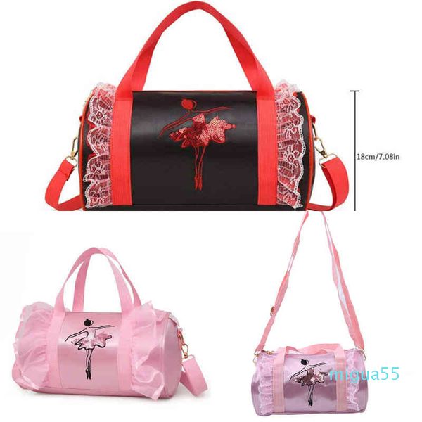 

fashion bag tote shoulder girls latin dance pink women ballet embroidery