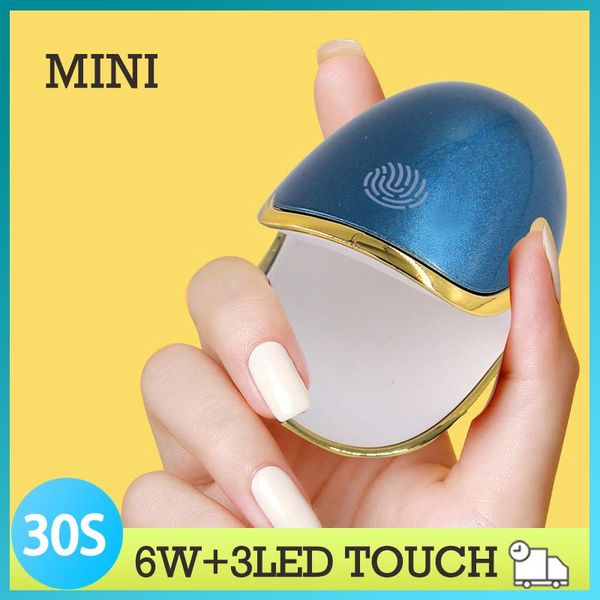 

mini q6 6w nail lamp 30s quick dry uv led touch button upgrade gel dryer type-c recharging manicure dryers