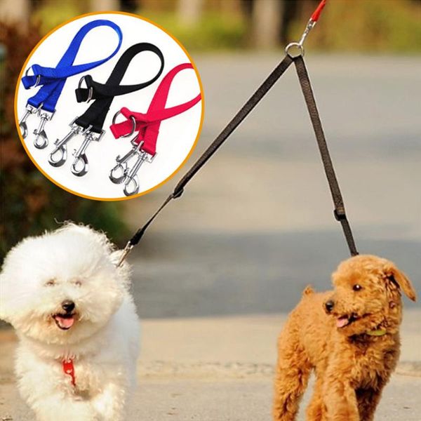 

colorful 2 in 1 dog leash double walking leashes collar lead for two dogs pet accessories supplies cat collars & leads