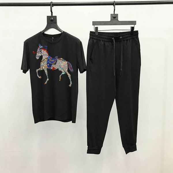 

men's tracksuits luxo 2021 animal technology standard strass shirt fashion youth design defines male tracksuit short sleeve tendency 1n, Gray