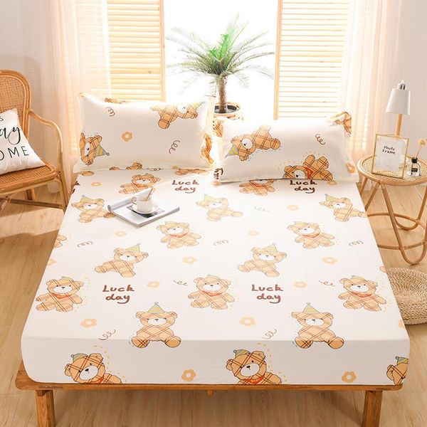 

bedding sets 3-pieces set cartoon bear bedspread mattress bed cover fitted sheet with children for adults pillowcases bedclothes