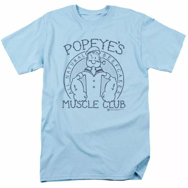 

popeye muscle club t shirt mens licensed idw comics tee light blue, White;black