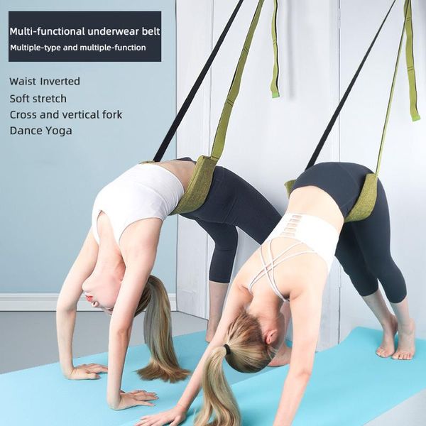 

strap high elastic yoga stretch belt pull rope with waist pad one-word horse splitting leg press training device stripes