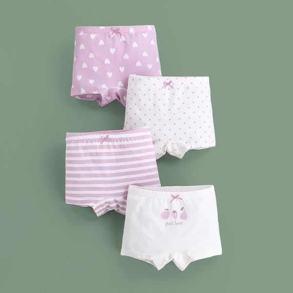 

panties 4pcs/set girls cartoon cotton underwear cute polka dot stripe printing kids short girl underpants briefs size 3-15t, Camo