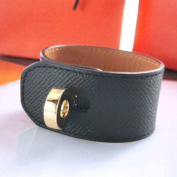 

fashion jewelry genuine leather bracelet with lock for women the gift bangle, Black