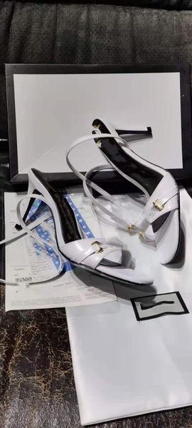 

2021 fashion metal buckle leather high heel sandal designer luxurys women's size us 5-11, Black