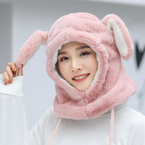 

beanie/skull caps women's autumn and winter plus velvet padded warm hat cat ear scarf cap knitted woolen, Blue;gray