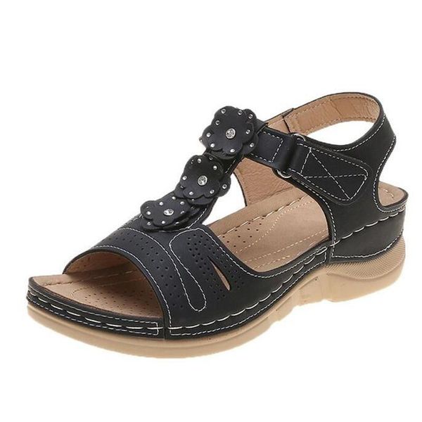 

sandals large size fish mouth women's summer flower platform women slope with fashion casual womens shoes slippers, Black
