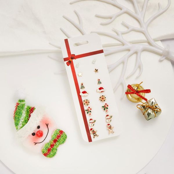 

stud 8 pairs christmas tree bow snowflake earring set fashion jewelry party friends year gifts, Golden;silver