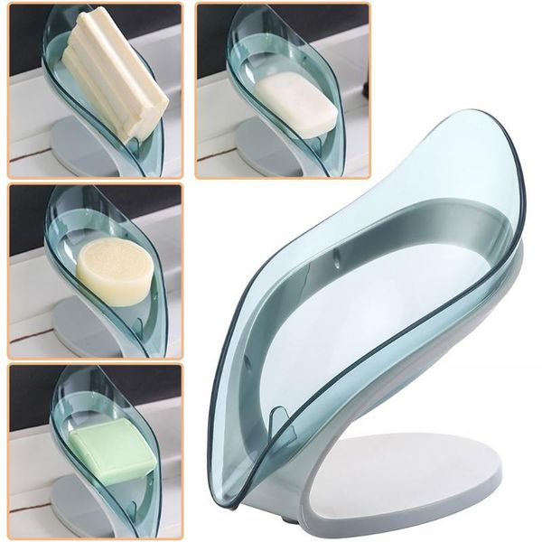 

soap dishes v-type self draining box no punching leaf shape dish tray decorative holder anti-slip for bathroom kitchen