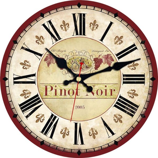 

wall clocks wine winery drunkery sign modern kitchen clock pinor noir grape flower big roman numerals large wooden