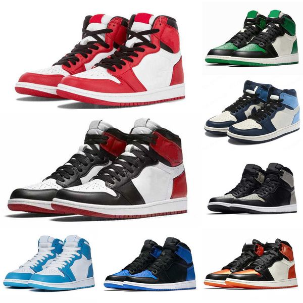 

with box jordÃ¡n 1 og 1s mens basketball shoes bred patent hyper royal university blue electro orange lucky green prototype men women sneaker