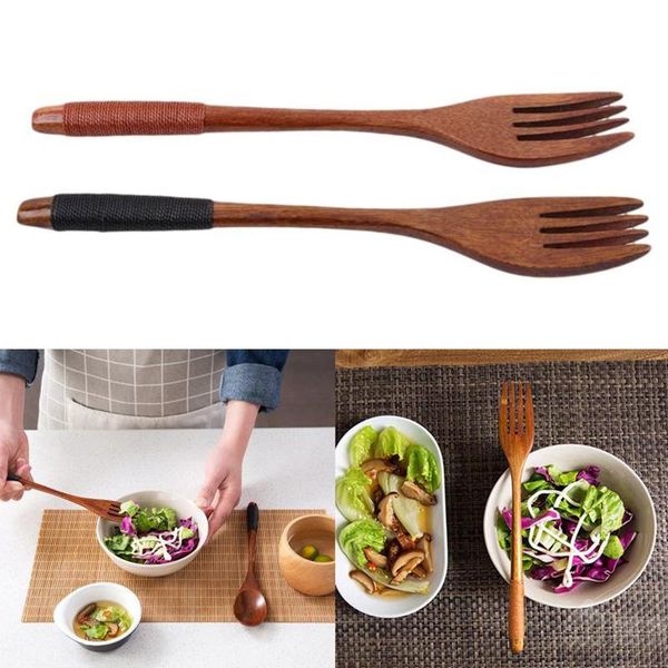 

dinnerware sets 1pcs wooden spoon/fork/chopsticks dinner kit rice soups utensil cereal handmade home tableware cutlery for kitchen