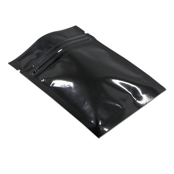 

gift wrap 200pcs reclosable black aluminum foil packaging bag heat sealing zipper mylar tear notch pouch for beans storage