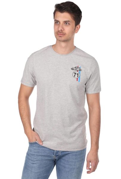 

men's t-shirts male small beetle printed bicycle neck t-shirt, White;black