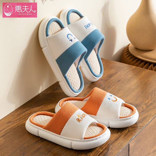 

breathable cotton blend slippers women men indoor slipper soft sole cartoon design lovers home floor shoes lovers fashion slides, Black