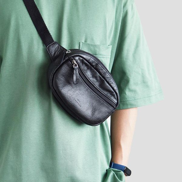 

men's leather waist bag genuine distress men bags