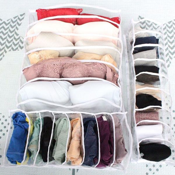 

storage drawers underwear boxes 3 sets pvc transparent socks bra close clothing drawer organizers