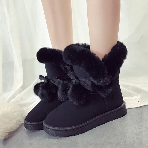 

boots 2021 warm winter women snow shoes ankle for female, Black