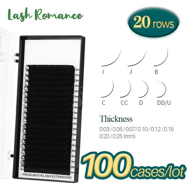 

false eyelashes lash romance100case/lot individual extension supplies professional mink extensions russian lashes