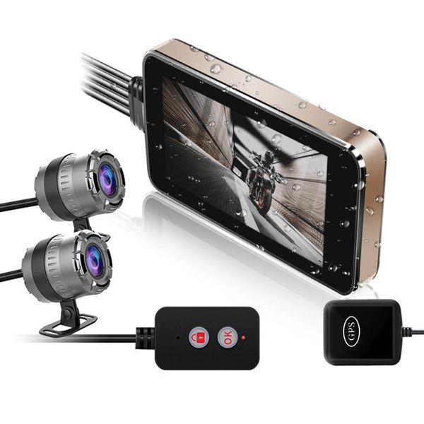 

car rear view cameras& parking sensors hd 1080p press 4 inch motorcycle driving recorder wifi dual lens host waterproof locomotive