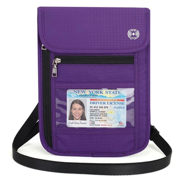

card holders breathable multifunctional lightweight travel with hook shoulder passport packet cards hanging document bag waterproof crossbod, Brown;gray