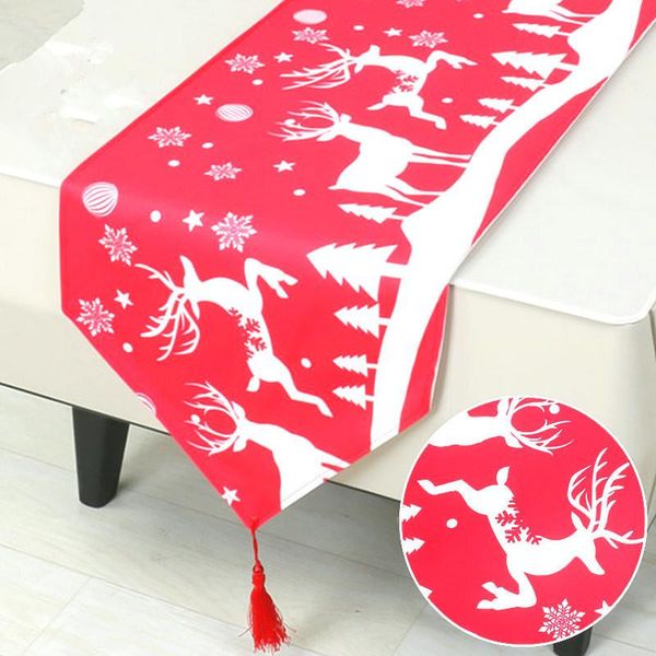 

table cloth red printed elk year decorative cloth/dining mat christmas runner 33*180cm