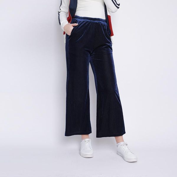 

women's pants & capris 2021 spring summer fashion high waist chiffon wide leg female plus size loose casual nine yards trouser for wome, Black;white