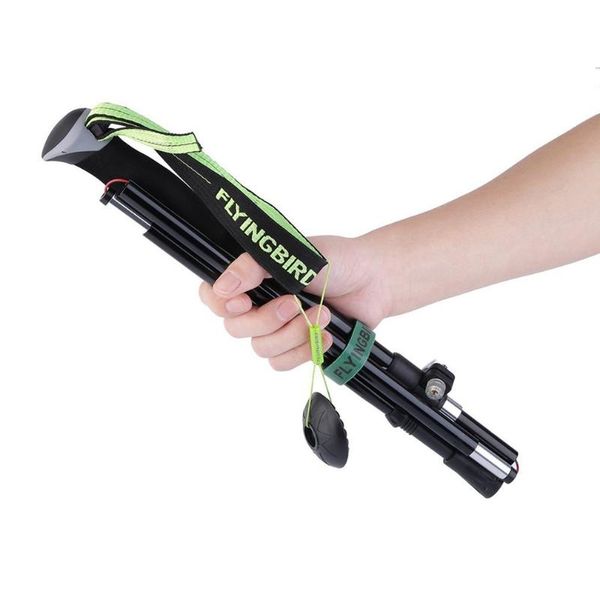 

trekking poles portable aviation aluminum alloy walking stick folding z shape hiking with external lock camping accessories