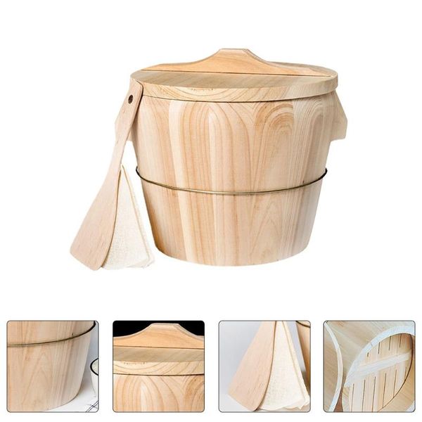 

storage bottles & jars 1 set home kitchen wooden steamed rice bucket