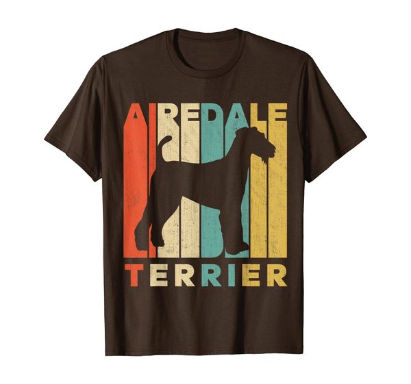 

vintage retro airedale terrier silhouette t-shirt, White;black
