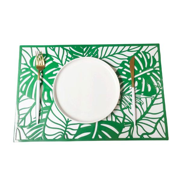 

mats & pads 4pcs pvc hollow out rectangular placemats table thermal insulation coffee tea cup decor for kitchen restaurant