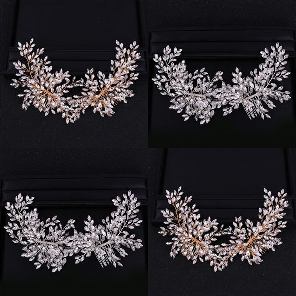 

rose gold wedding comb bridal hair clip rhinestone hair accessories headpieces-handmade pearl beaded side comb brides and bridesmai 145 r2, Slivery;golden