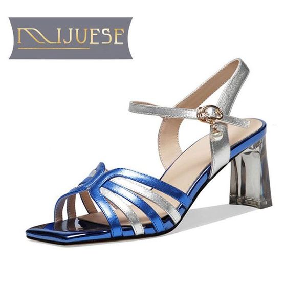 

women sandals cow leather rivets slingbacks open toe buckle strap blue color beaches party dress size 42 shoes, Black