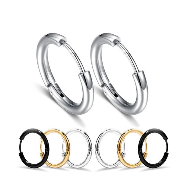 Men Titanium Steel Circle Hoop Серьги Мода Ювелирные Изделия Личность Антиаллергические петли Ушные Шпильки Серьги для Мужской