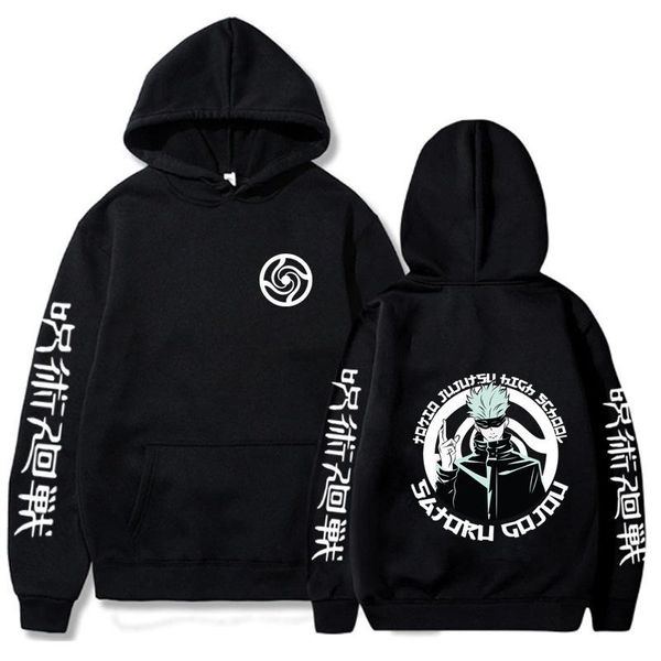 

men's hoodies & sweatshirts jujutsu kaisen anime hoodie harajuku gojo satoru print pullover fashion casual long sleeve men/women, Black