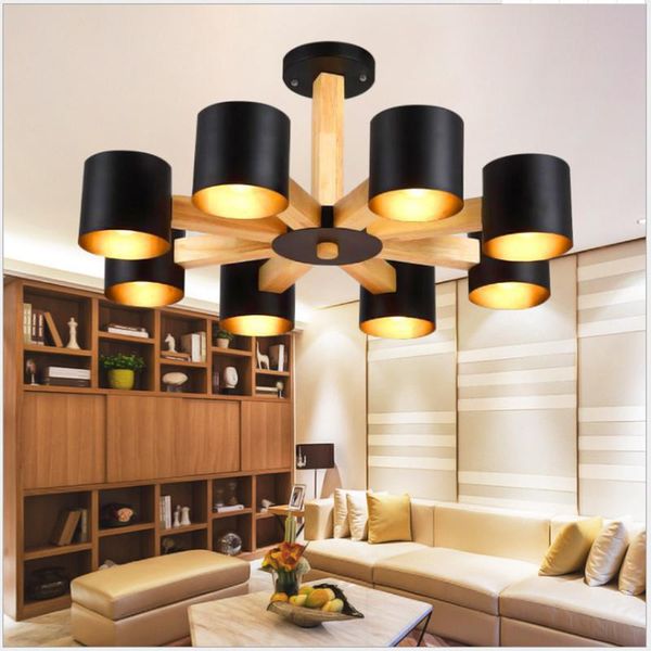 

pendant lamps nordic modern wrought iron solid wood e27 chandelier for bedroom kitchen living room restaurant personality