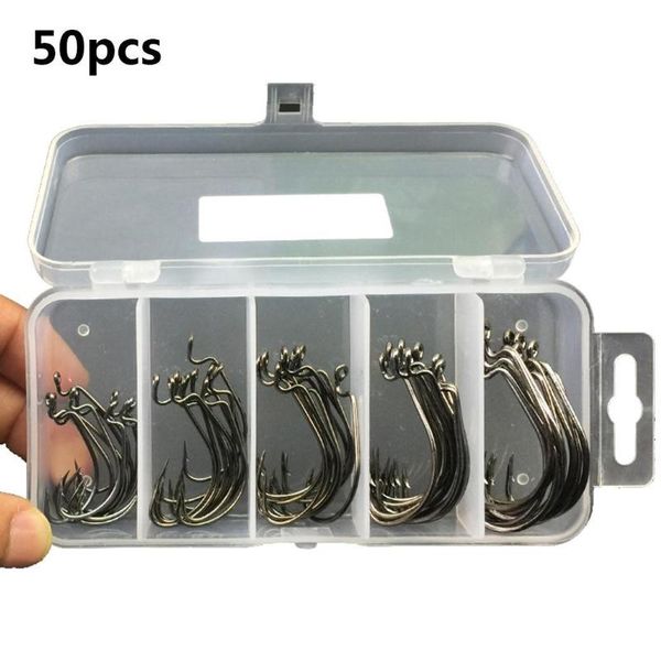 

fishing hooks carbon steel bait jig fish of (50pcs) with plastic red, black box