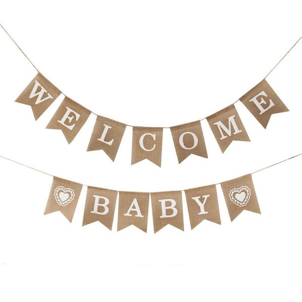 

party decoration alphabet banner burlap swallowtail flag outdoor wedding welcome baby po props linen zipper ceiling