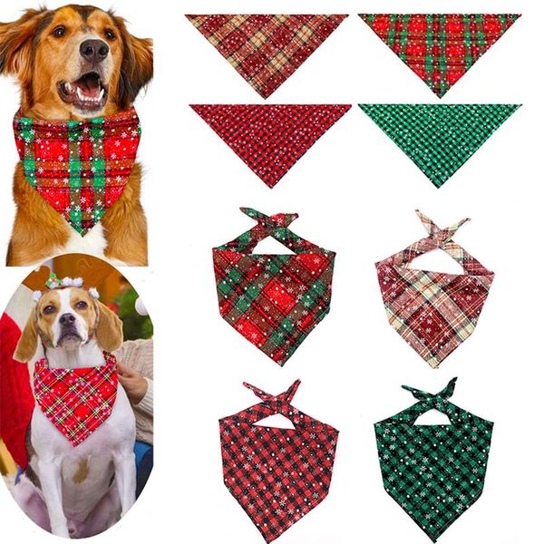 

dog collars & leashes christmas bandanas santa deer print large triangle scarf collar neckerchief puppy bow ties saliva towel clothes