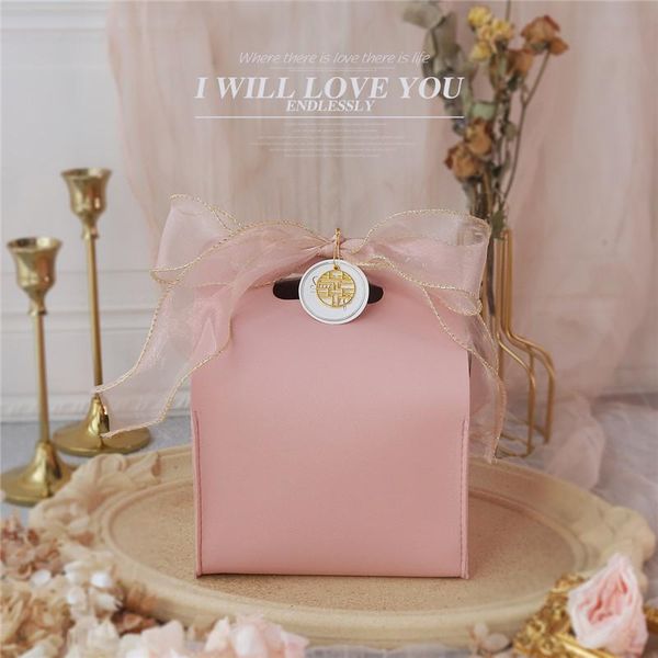 

gift wrap upscale leather wedding favors bags packaging candy box with ribbons for christening baby shower birthday party supplies